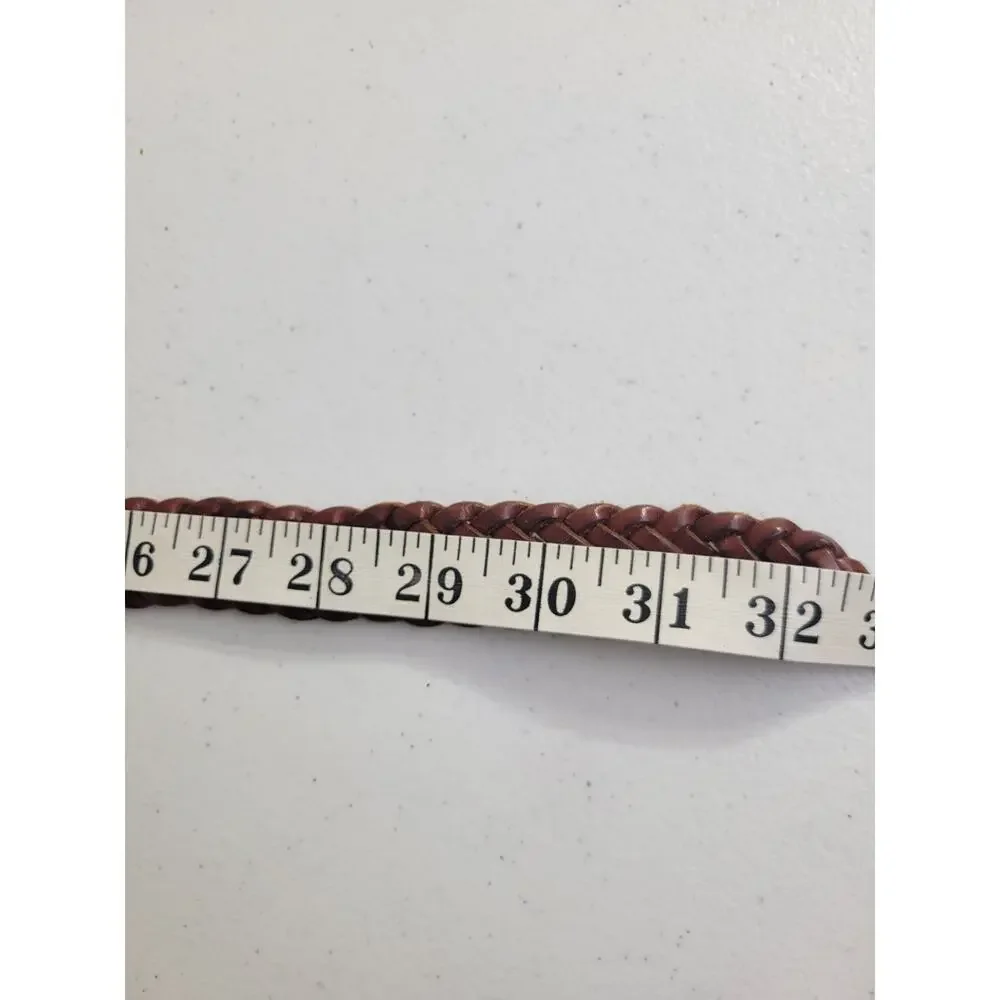 Liz Claiborne Braided Woven Belt Brown Leather Adjustable Women's‎ Size Small
